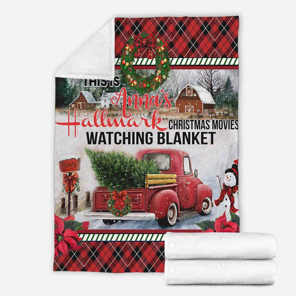 Personalized Christmas Movies Watching Blanket Custom Name Gift