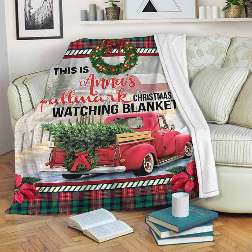 Personalized Christmas Movies Watching Blanket Custom Name Gift