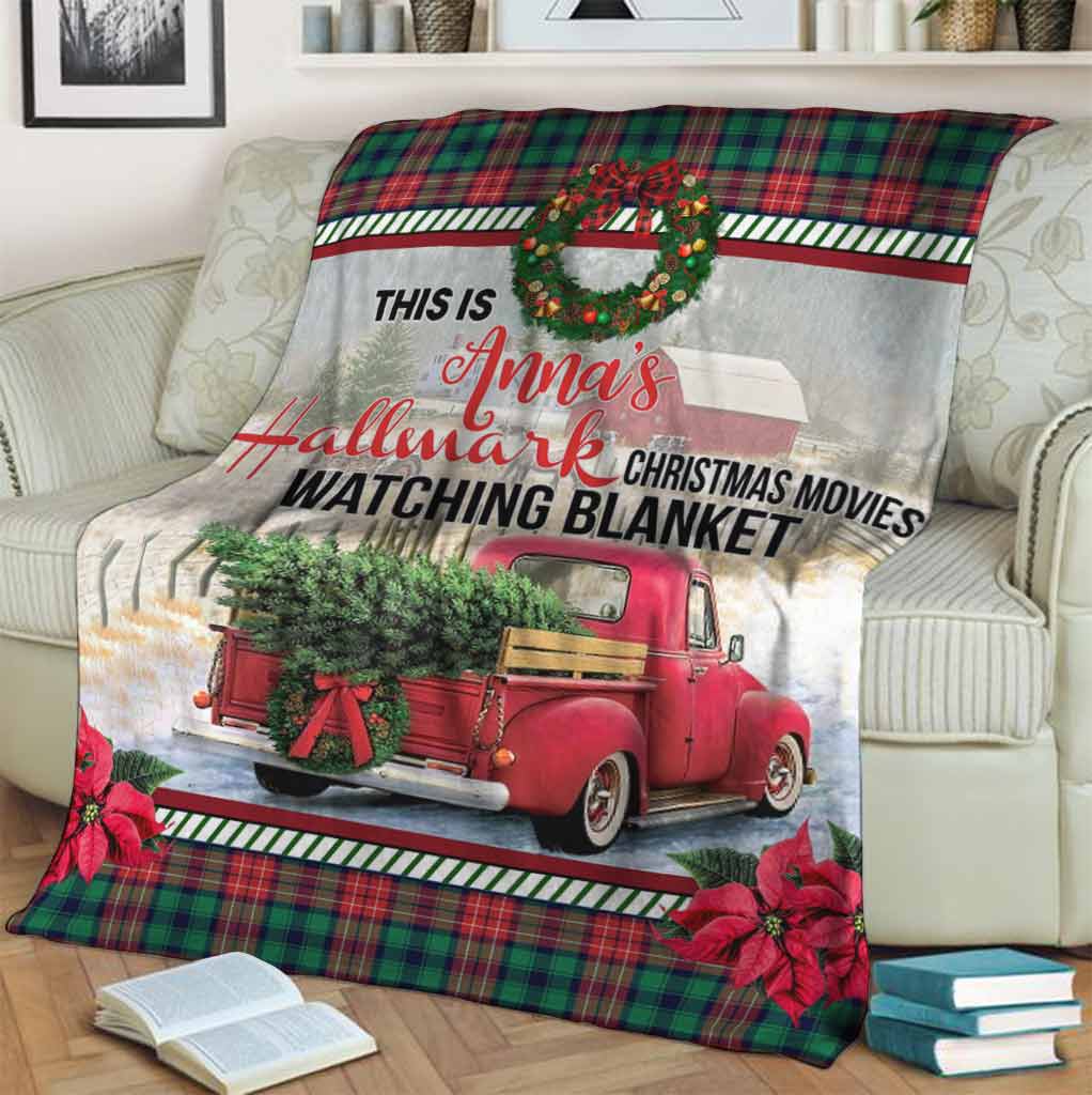 Personalized Christmas Movies Watching Blanket Custom Name Gift