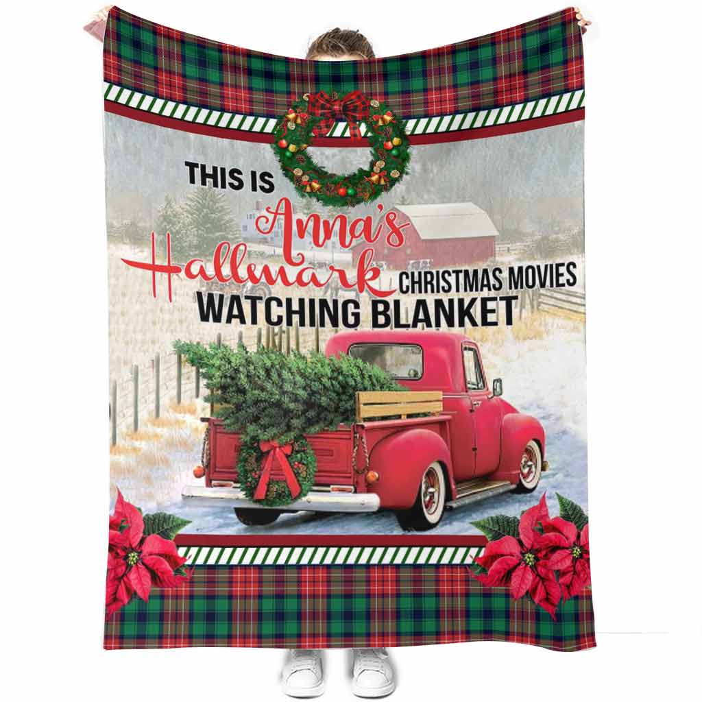Personalized Christmas Movies Watching Blanket Custom Name Gift