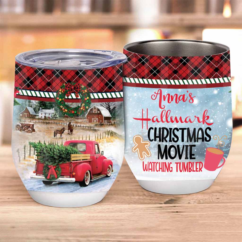 Personalized Christmas Movie Wine Tumbler Custom Gift for Mom