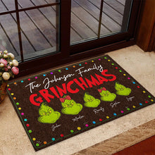 Load image into Gallery viewer, Personalized Grinch Christmas Doormat Custom Family Name Gift
