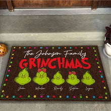 Load image into Gallery viewer, Personalized Grinch Christmas Doormat Custom Family Name Gift
