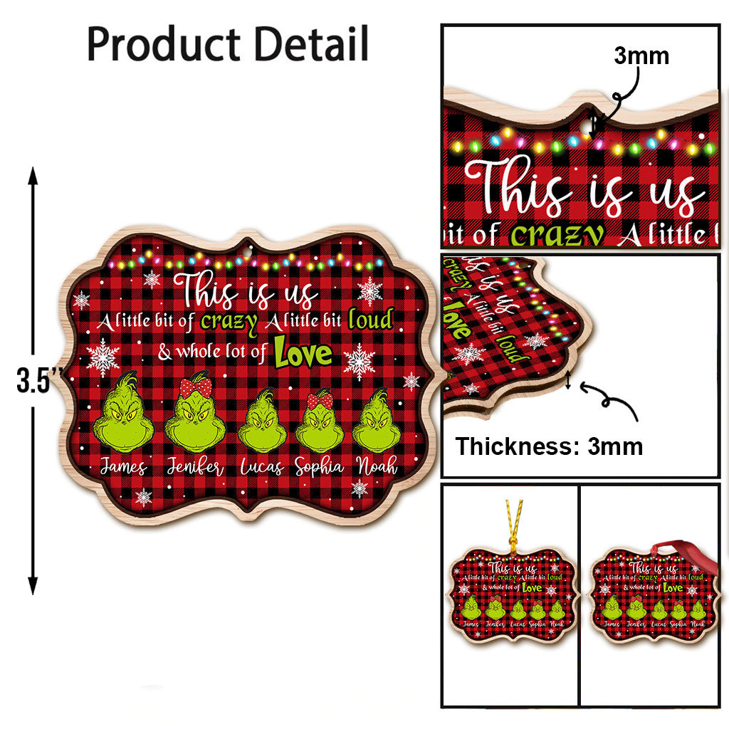 Personalized Grinch Christmas Ornament Custom Family Name Gift