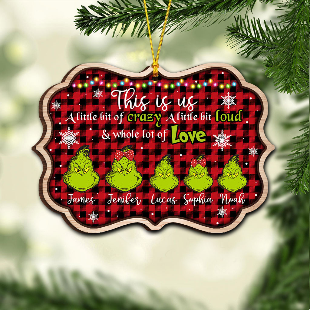Personalized Grinch Christmas Ornament Custom Family Name Gift