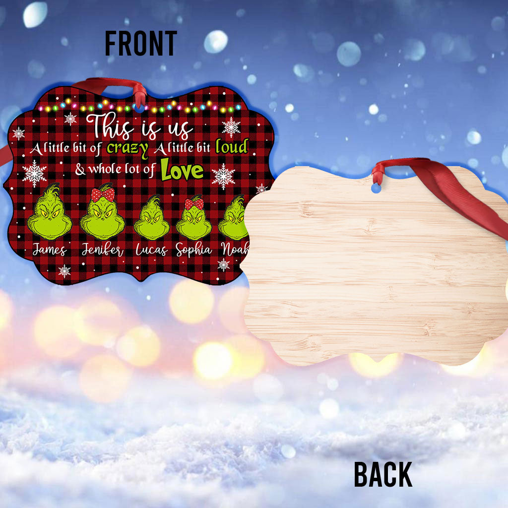 Personalized Grinch Christmas Ornament Custom Family Name Gift