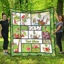 Load image into Gallery viewer, Personalized Grinch Christmas Quilt Custom Name Gift
