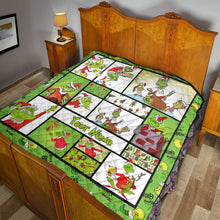 Load image into Gallery viewer, Personalized Grinch Christmas Quilt Custom Name Gift
