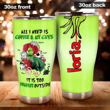 Load image into Gallery viewer, Personalized Coffee &amp; Cats Tumbler Custom Name Gift for Cat Lovers
