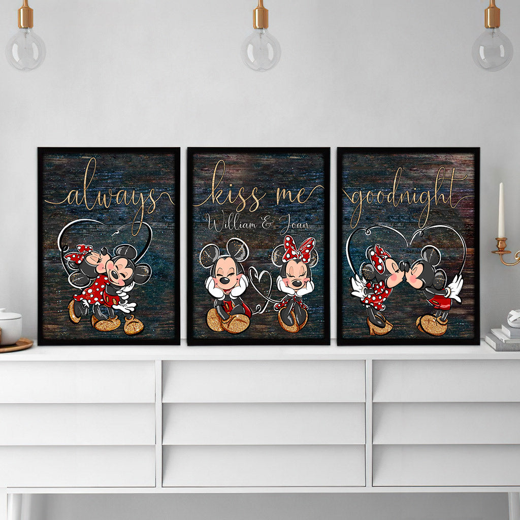 Personalized Disney Couple Mouse Canvas Set Custom Names Gift Idea
