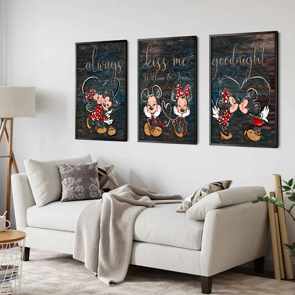 Personalized Disney Couple Mouse Canvas Set Custom Names Gift Idea
