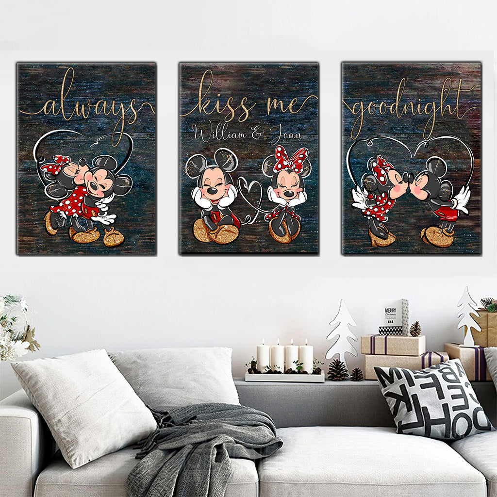 Personalized Disney Couple Mouse Canvas Set Custom Names Gift Idea