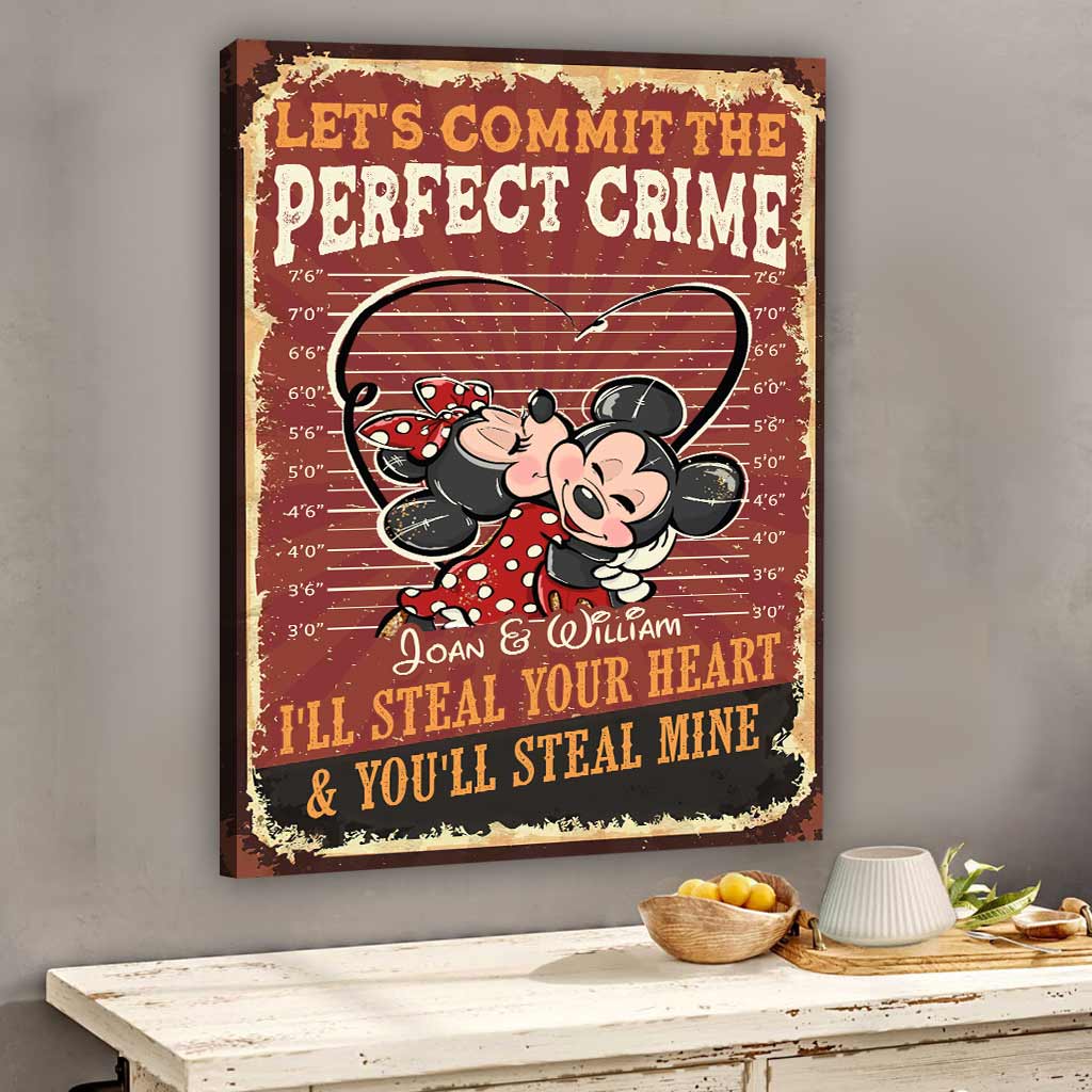 Personalized Mickey Mouse Canvas Art for Couples - Custom Name Gift
