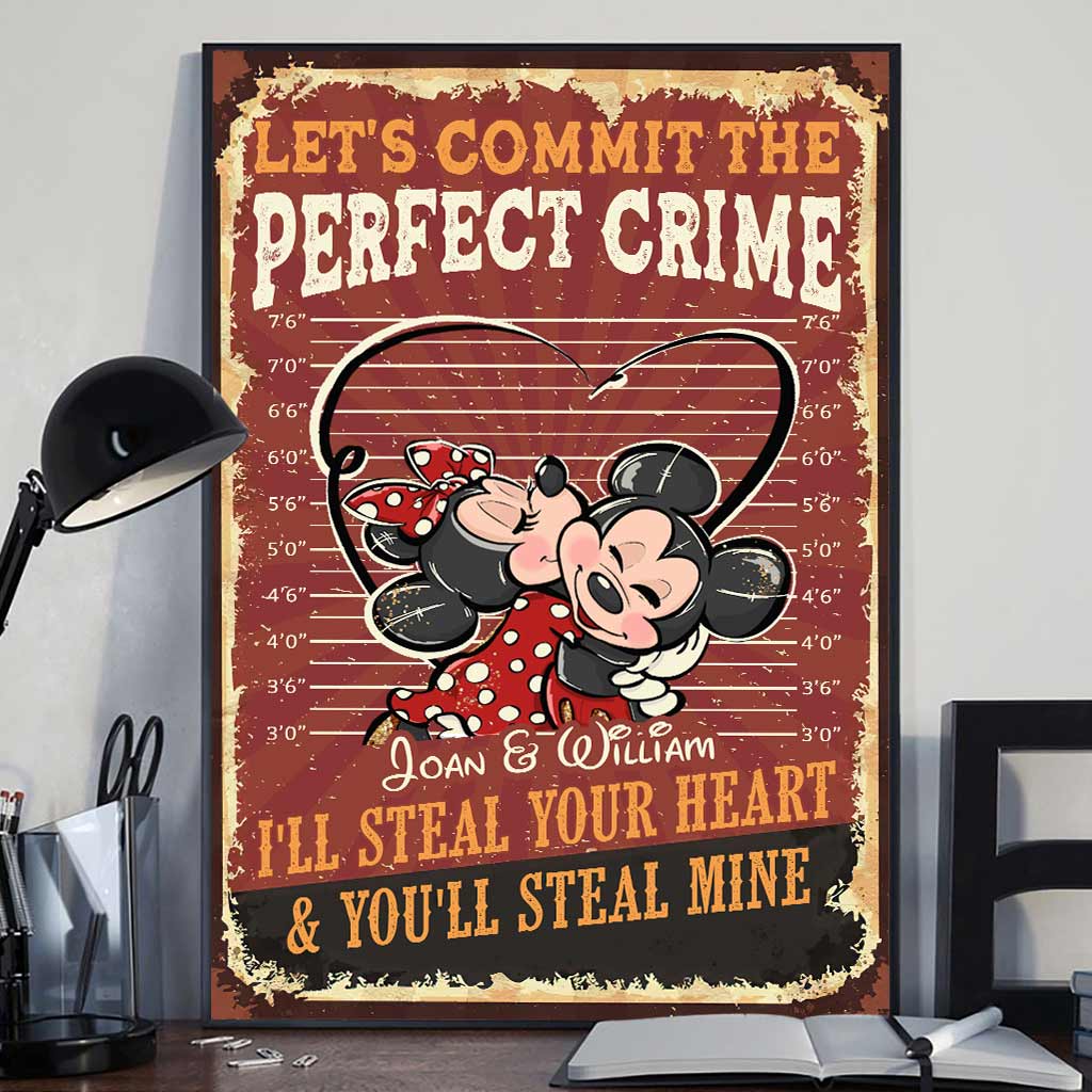 Personalized Mickey Mouse Canvas Art for Couples - Custom Name Gift