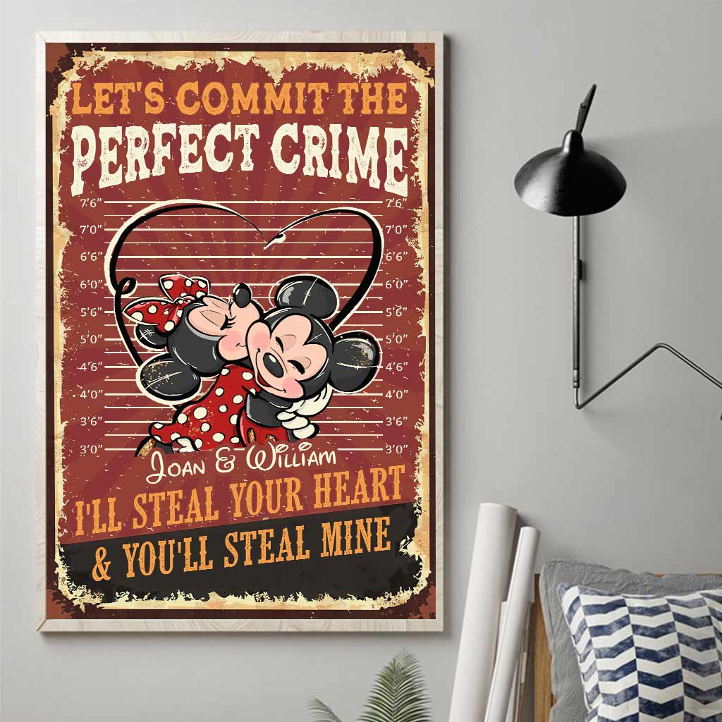 Personalized Mickey Mouse Canvas Art for Couples - Custom Name Gift