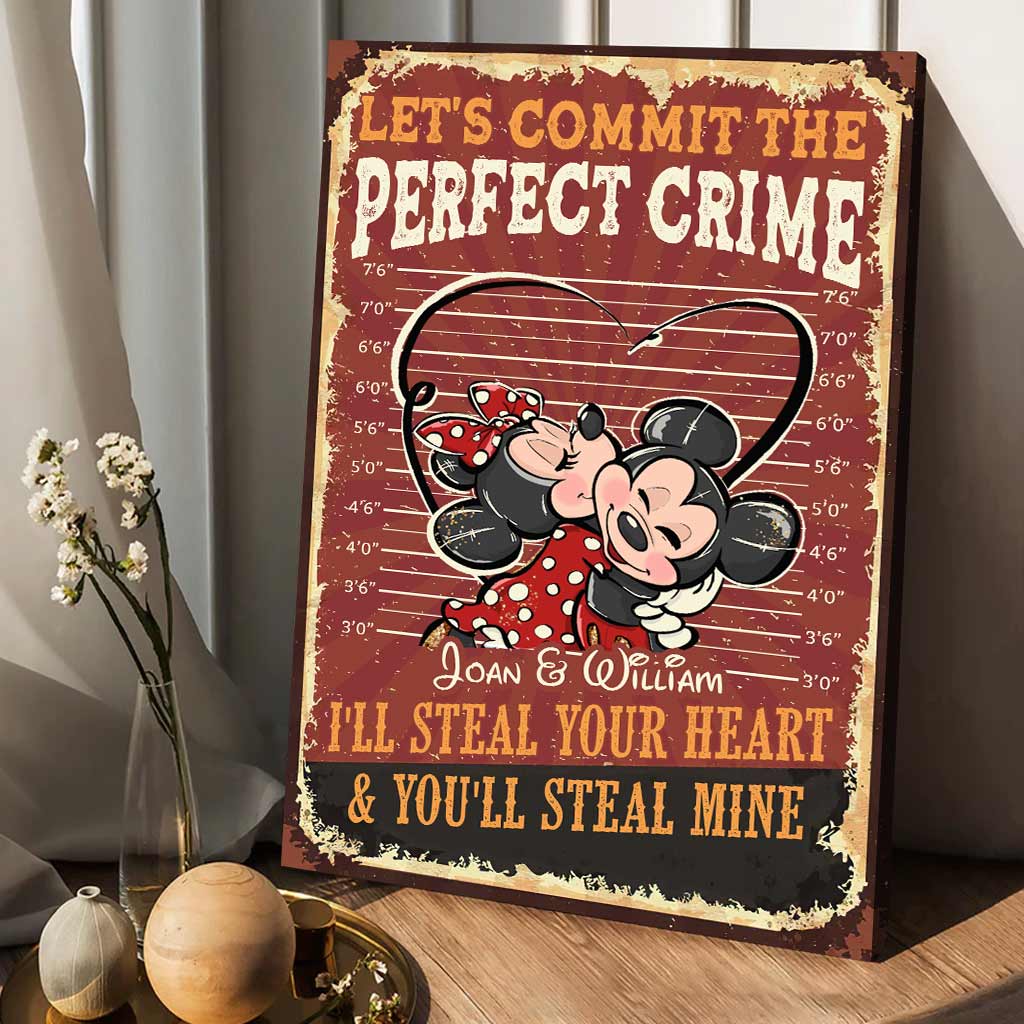 Personalized Mickey Mouse Canvas Art for Couples - Custom Name Gift