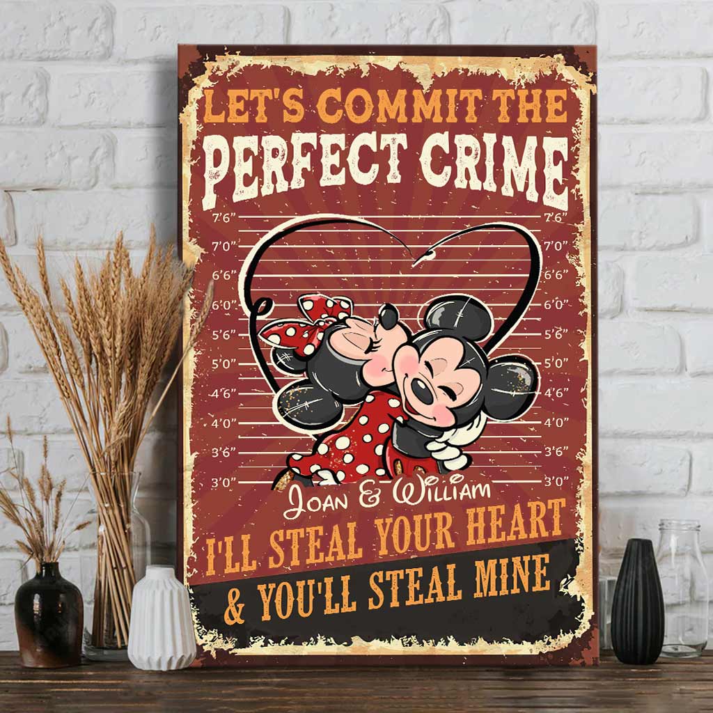 Personalized Mickey Mouse Canvas Art for Couples - Custom Name Gift