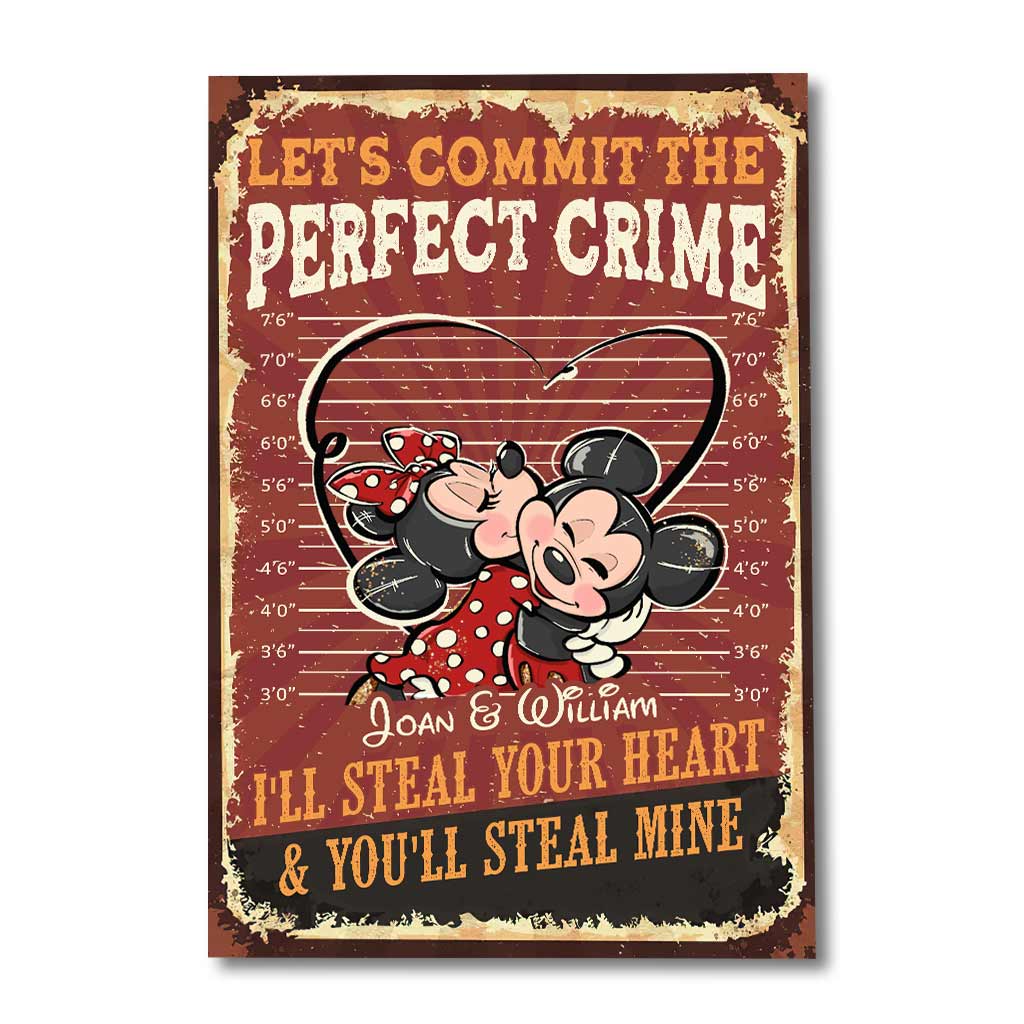 Personalized Mickey Mouse Canvas Art for Couples - Custom Name Gift