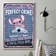 Load image into Gallery viewer, Personalized Couple Canvas Print Let's Commit The Perfect Crime - Custom Name Gift for Engagement/Wedding Anniversary
