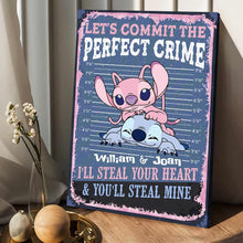 Load image into Gallery viewer, Personalized Couple Canvas Print Let's Commit The Perfect Crime - Custom Name Gift for Engagement/Wedding Anniversary
