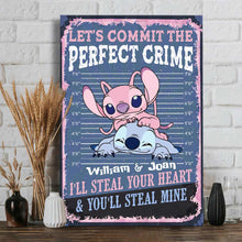Load image into Gallery viewer, Personalized Couple Canvas Print Let's Commit The Perfect Crime - Custom Name Gift for Engagement/Wedding Anniversary
