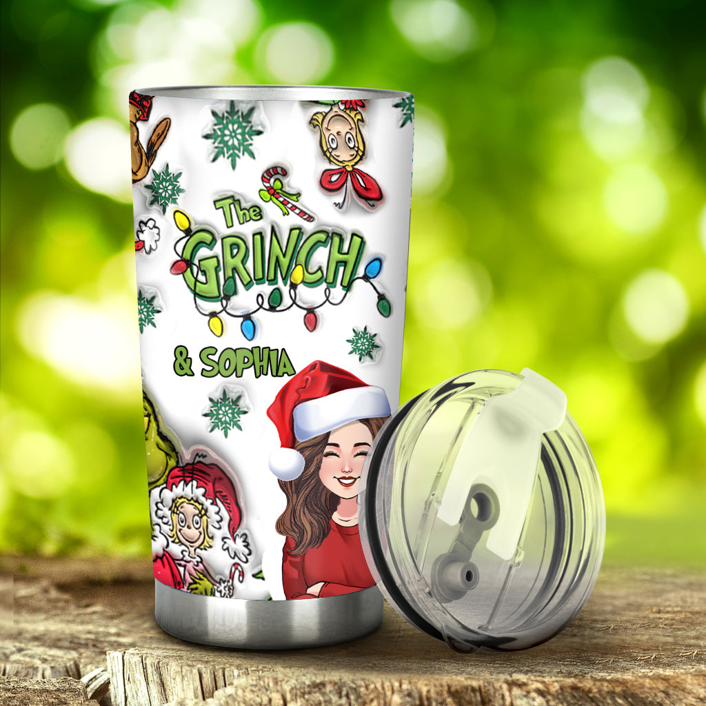 Personalized Grinch Christmas Tumbler 20oz Custom Name Gift