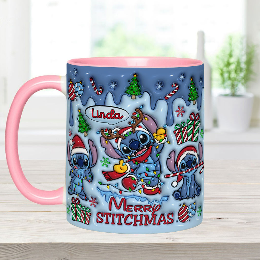 Personalized Merry Stitchmas Ohana Accent Mug Gift for Mom