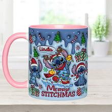 Load image into Gallery viewer, Personalized Merry Stitchmas Ohana Accent Mug Gift for Mom
