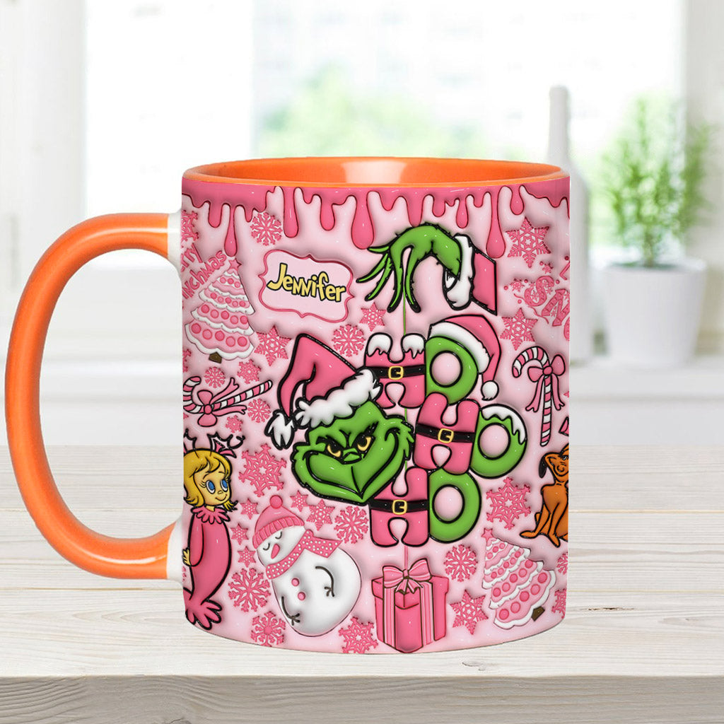 Personalized Grinch Christmas Accent Mug with Custom Name for Holiday Gifts