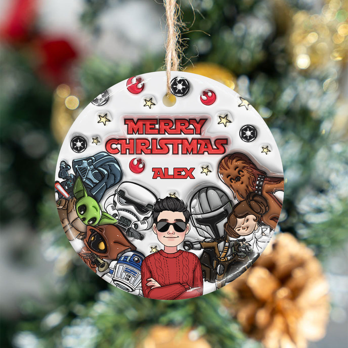 Personalized Ceramic Circle Ornament Merry Sithmas Gift for Kids