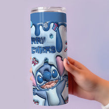 Load image into Gallery viewer, Personalized Merry Stitchmas Skinny Tumbler Custom Gift for Christmas
