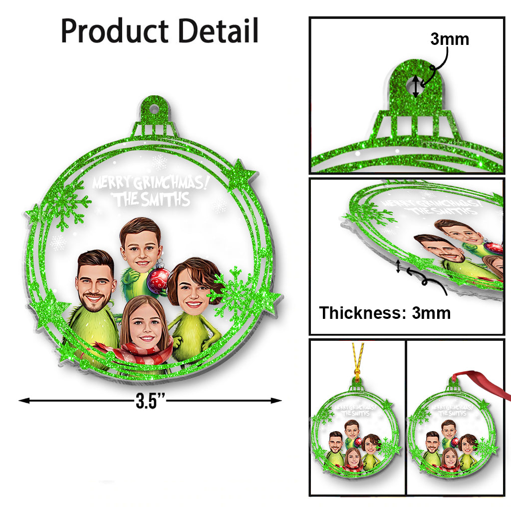 Personalized Merry Grinchmas One-sided Ornament Custom Family Gift