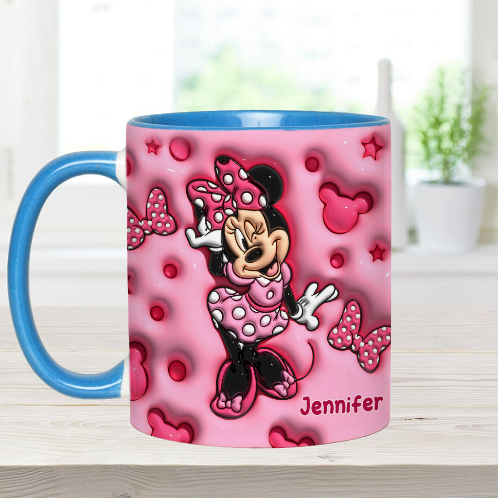 Personalized Pink Minnie Mouse Accent Mug with Custom Name Gift