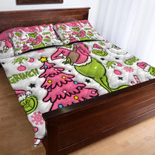 Load image into Gallery viewer, Personalized Grinch Christmas Quilt Set with Pillow Covers
