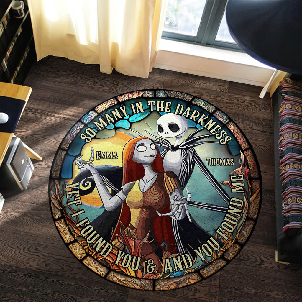 Personalized Stained Glass Round Rug Custom Couple Gift