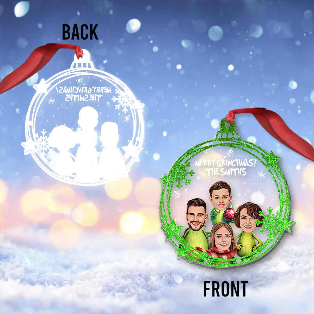 Personalized Merry Grinchmas One-sided Ornament Custom Family Gift