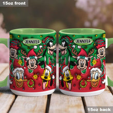 Load image into Gallery viewer, Personalized Christmas Mouse Accent Mug Custom Name Gift
