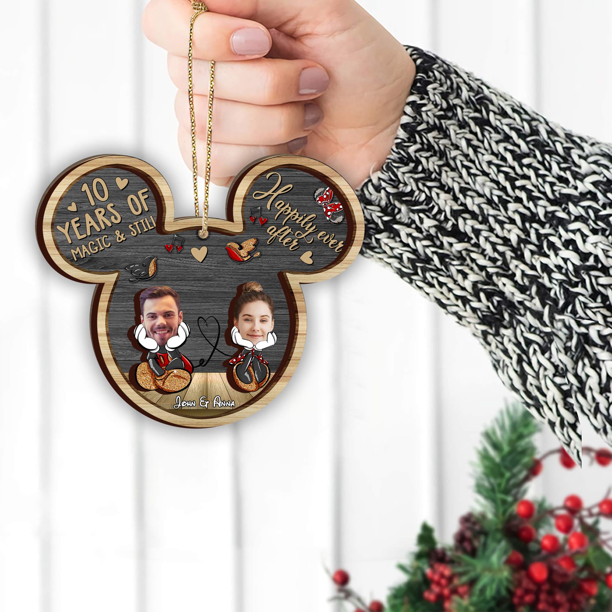Personalized Mickey Mouse Layered Ornament Custom Gift for Couples