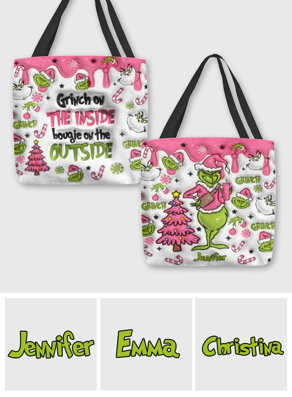 Personalized Grinch Tote Bag Custom Name Christmas Gift