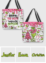 Load image into Gallery viewer, Personalized Grinch Tote Bag Custom Name Christmas Gift
