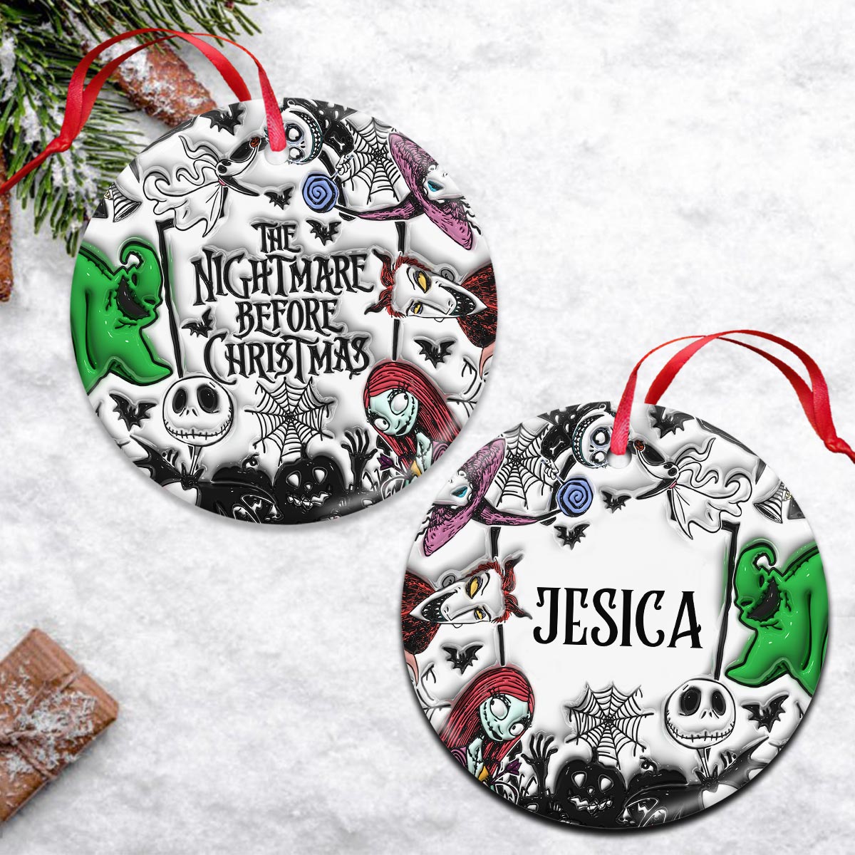 Personalized Nightmare Before Christmas Ceramic Ornament for Holiday Decor
