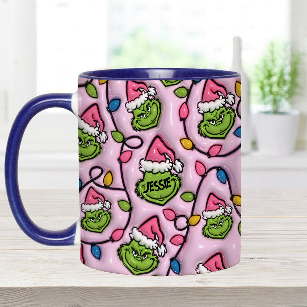 Personalized Christmas Accent Mug with Grinch Design for Kids