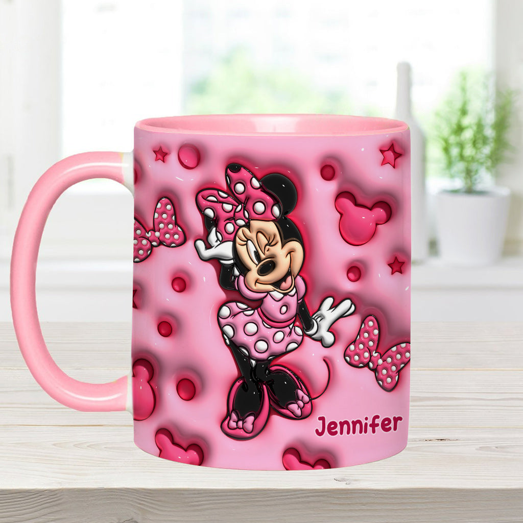 Personalized Pink Minnie Mouse Accent Mug with Custom Name Gift