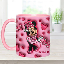 Load image into Gallery viewer, Personalized Pink Minnie Mouse Accent Mug with Custom Name Gift
