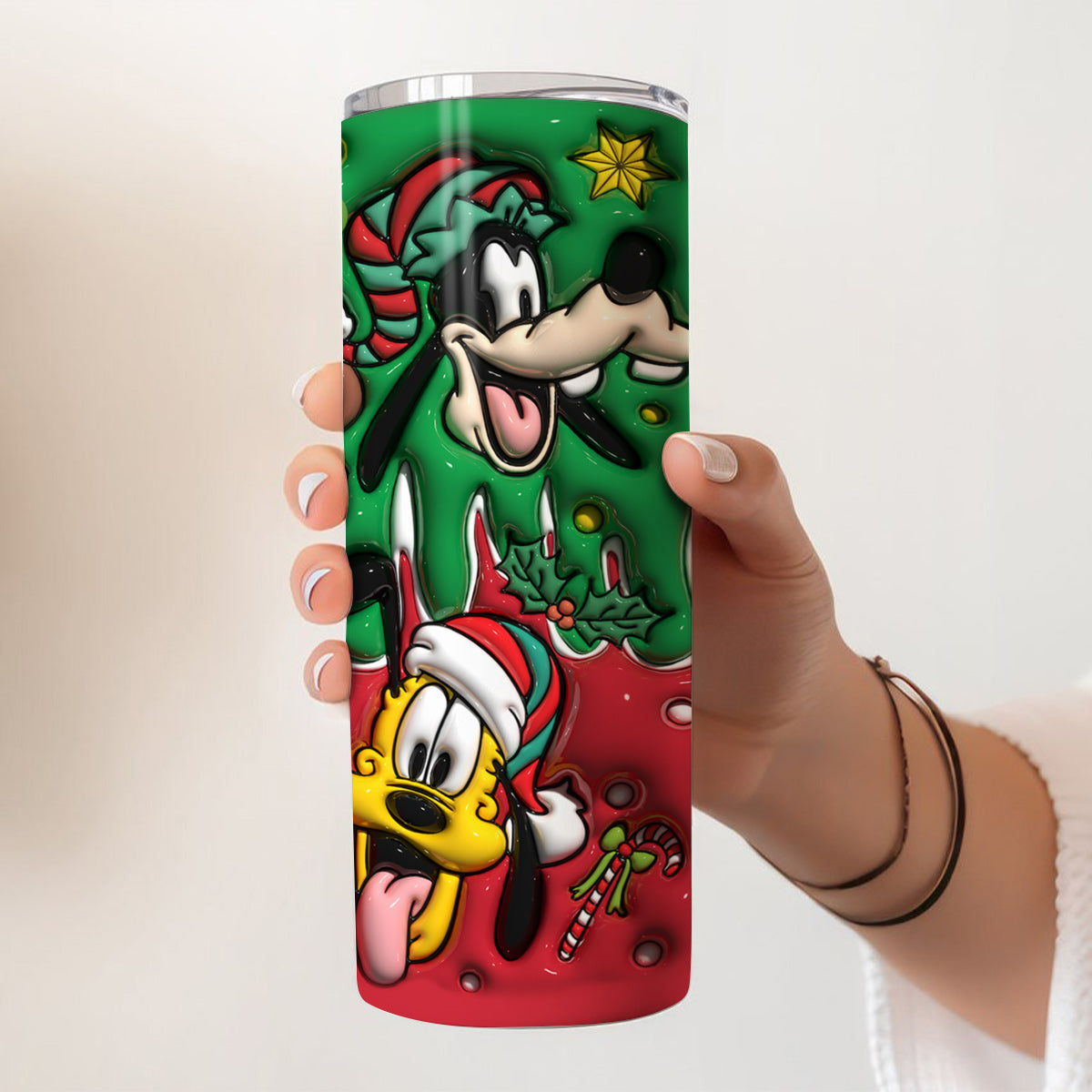 Personalized Christmas Mouse Skinny Tumbler Custom Name Gift