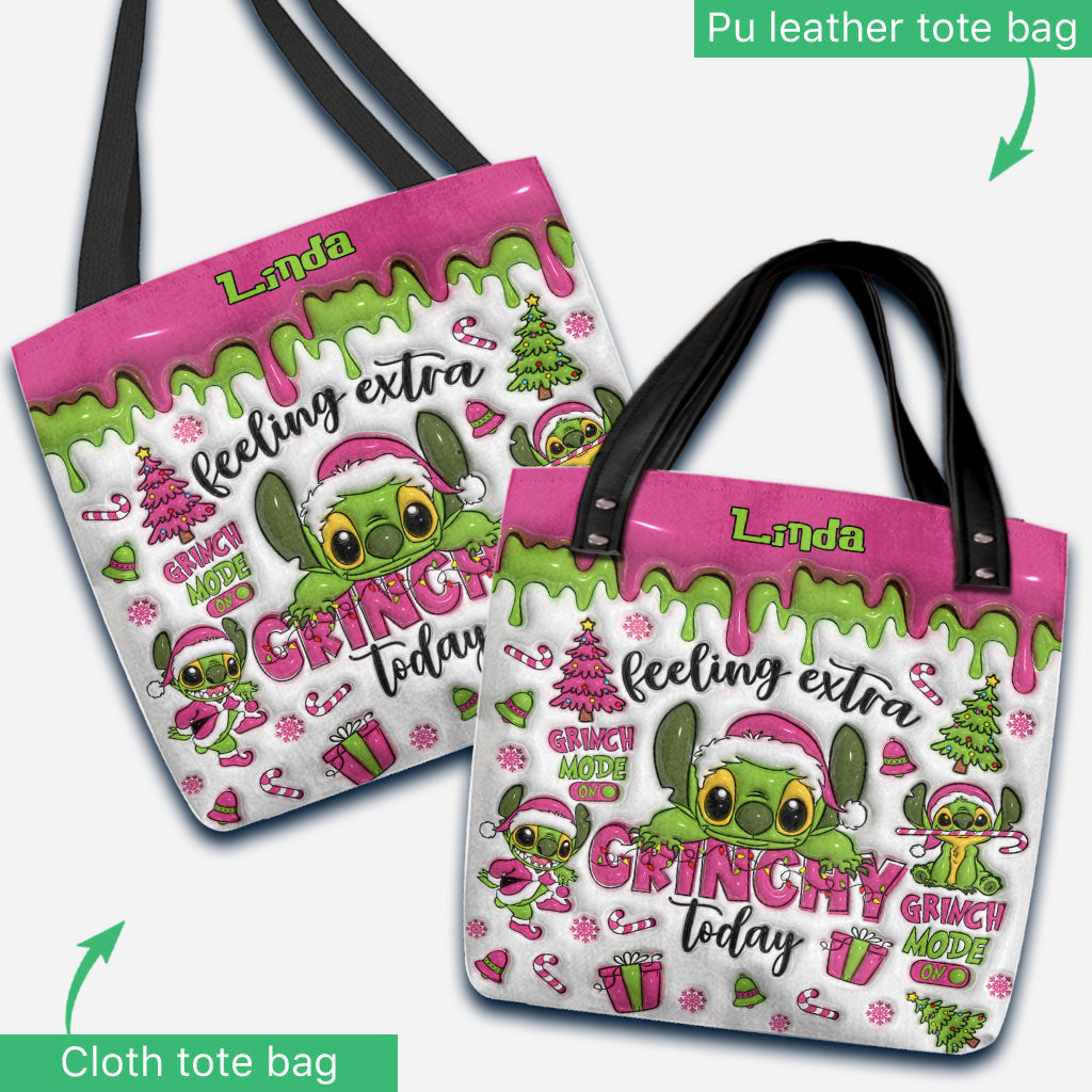 Personalized Grinch Tote Bag Custom Name Gift for Christmas