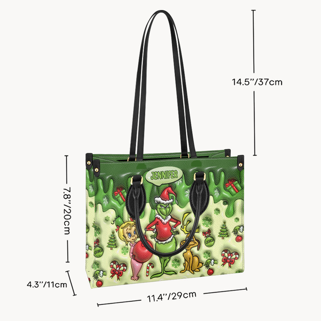 Personalized Grinchmas Leather Handbag Unique Gift for Mom