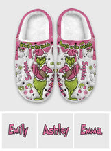 Load image into Gallery viewer, Personalized Grinch Slippers Custom Name Cozy Holiday Gift
