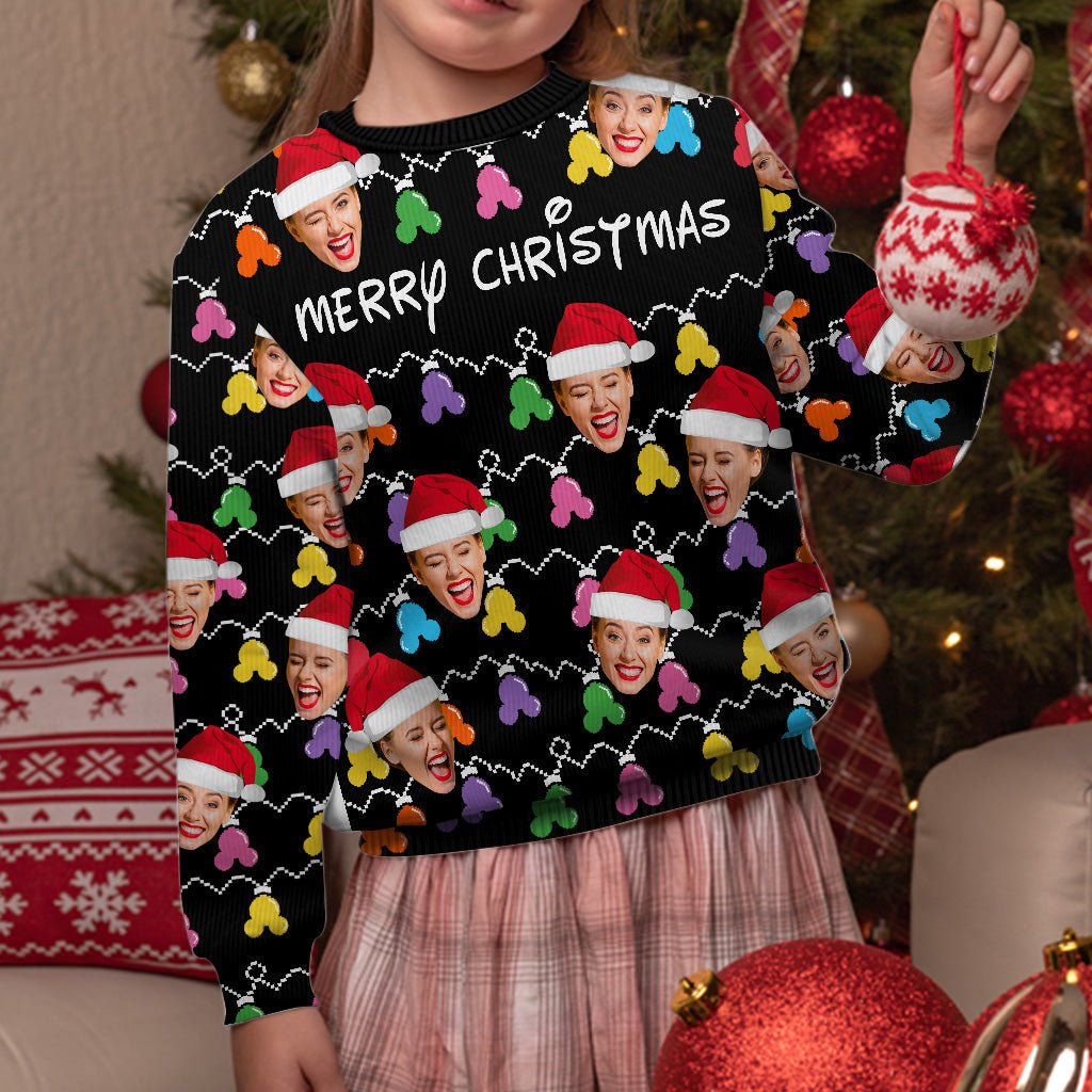 Personalized Merry Christmas Mouse Ear Ugly Sweater Gift