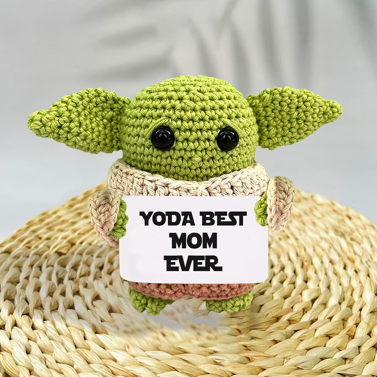 Personalized Hand Knitted Yoda Figurine Gift for Mom/Dad/Family